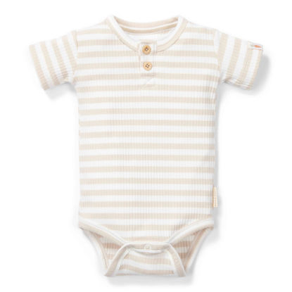 Bild von kurzämliger Body gestreift Sand/White - 44