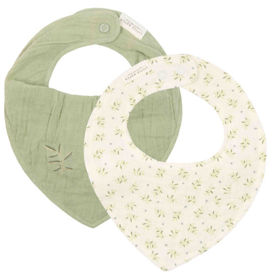 Bild von Bandana-Lätzchen Musselin 2er Set Blauberry Leaves & Sage