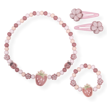 Bild von Schmuckset aus Holz Erdbeer